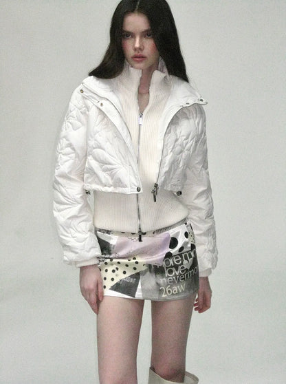 Quilted Cropped Hooded Down Jacket