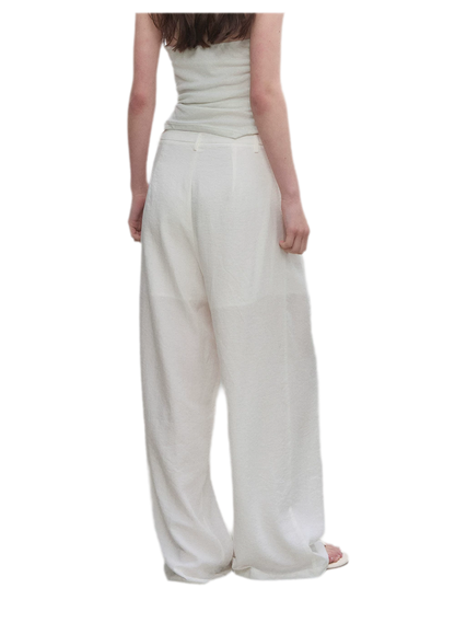 Textured Low-Waist Wide-Leg Trousers