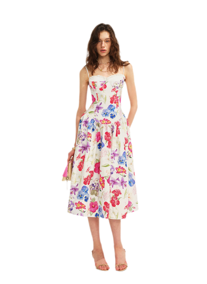 Watercolor Floral Fitted Dress