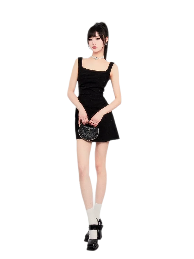 Structured Sparkle Asymmetric Mini Dress