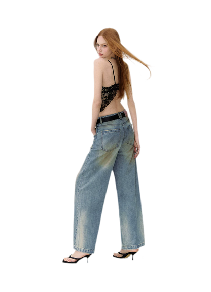 Denim Halter Top and Wide-Leg Jeans Set