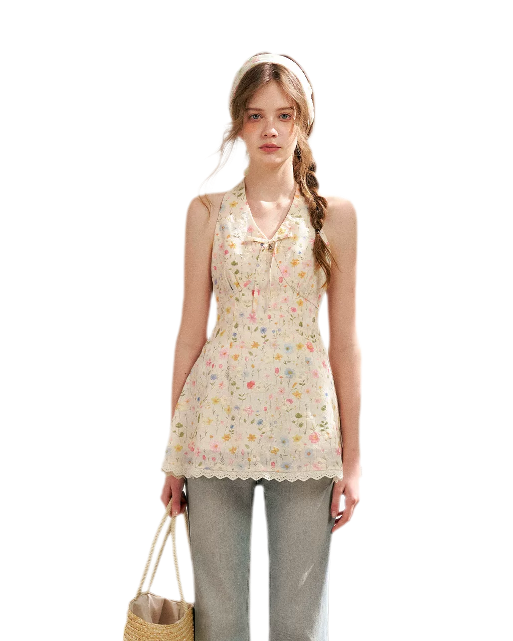Dreamy Garden Embroidered Halter Top