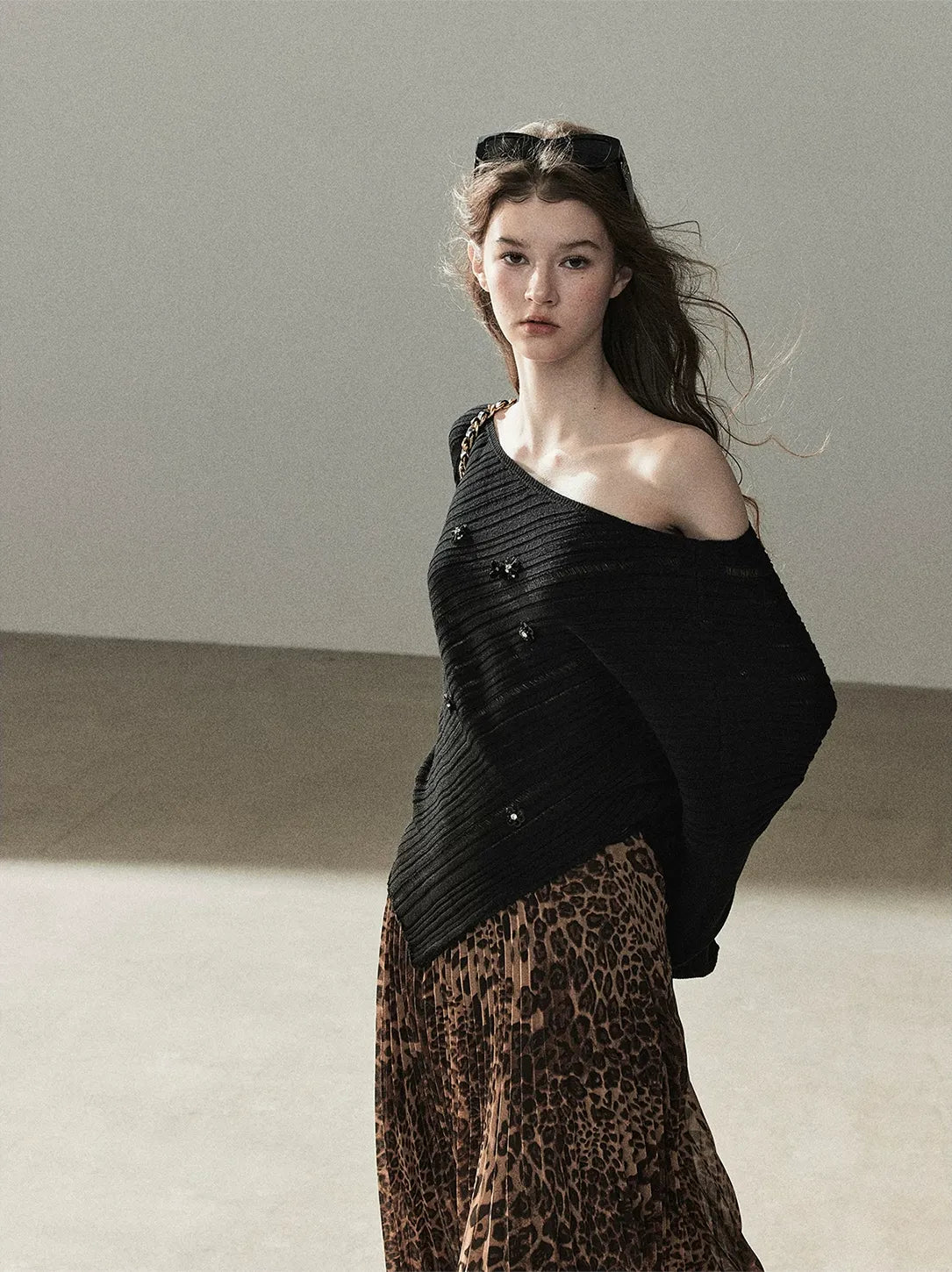 Asymmetric Cutout Relaxed Knit Top