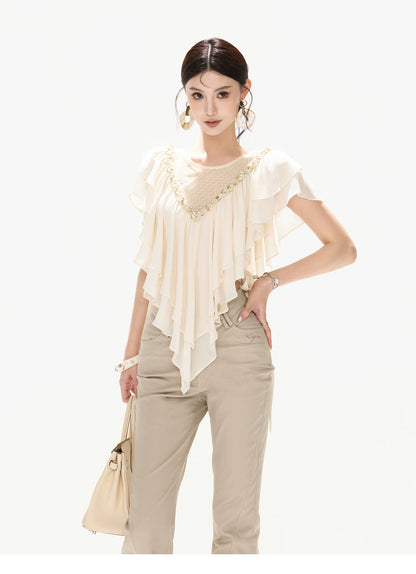 Slim Fit Flared Cotton Blend Pants