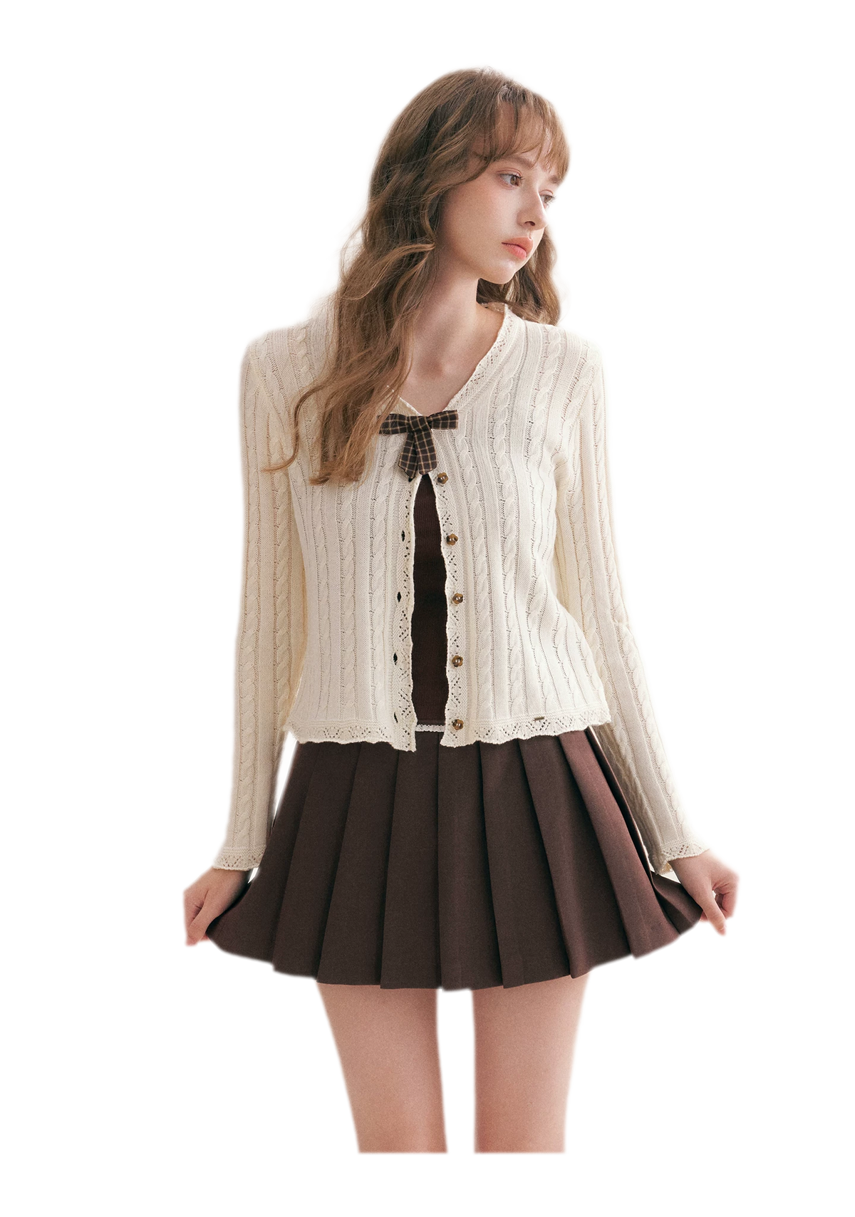 Cable Knit V-Neck Cardigan