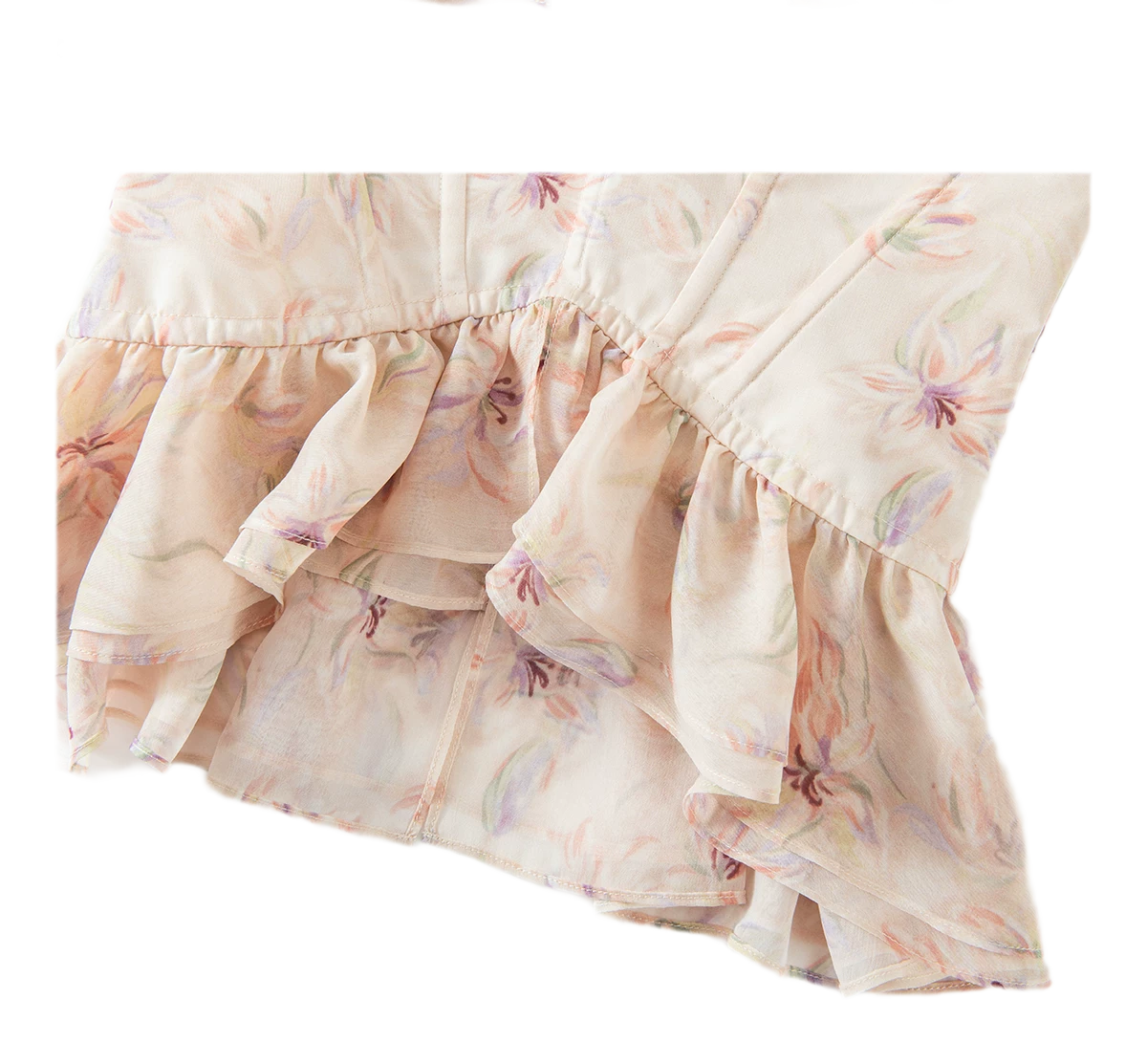 Top corsé de gasa estampada con varillas