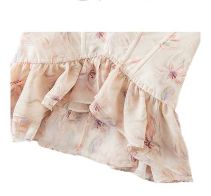 Top corsé de gasa estampada con varillas