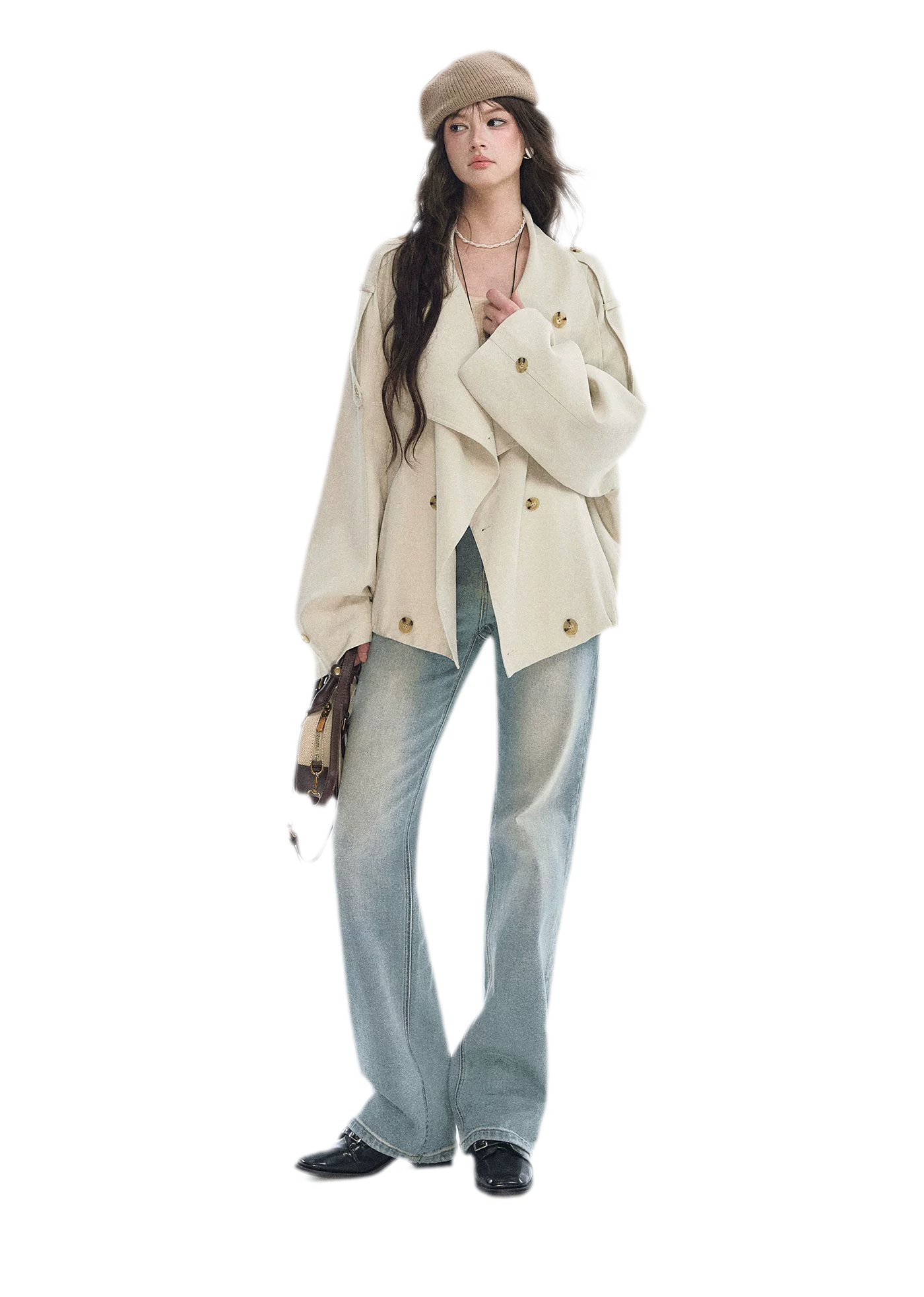 Washed Bow Embroidery Jeans