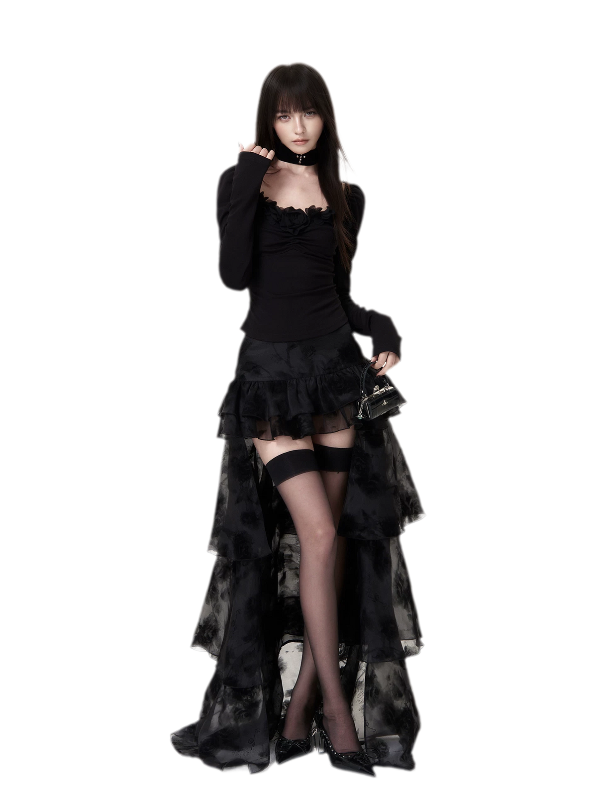Layered Ruffle Mesh Skirt