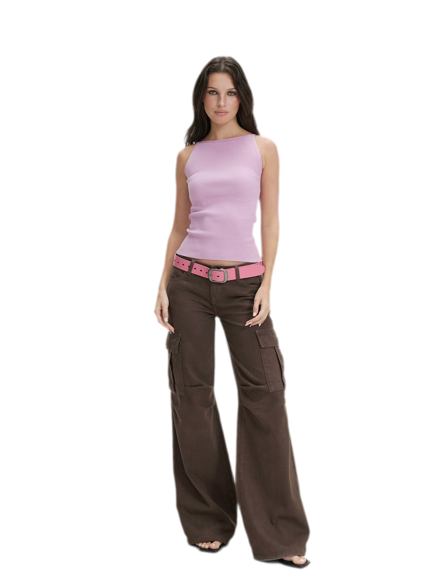 Washed Cargo Wide-Leg Pants