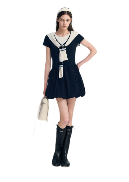 Contrast Trim Bubble Dress