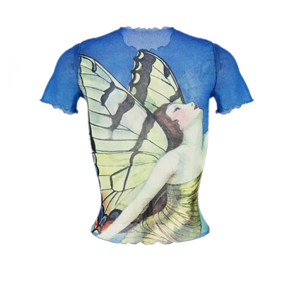 Mesh Ruffle Fit Tee