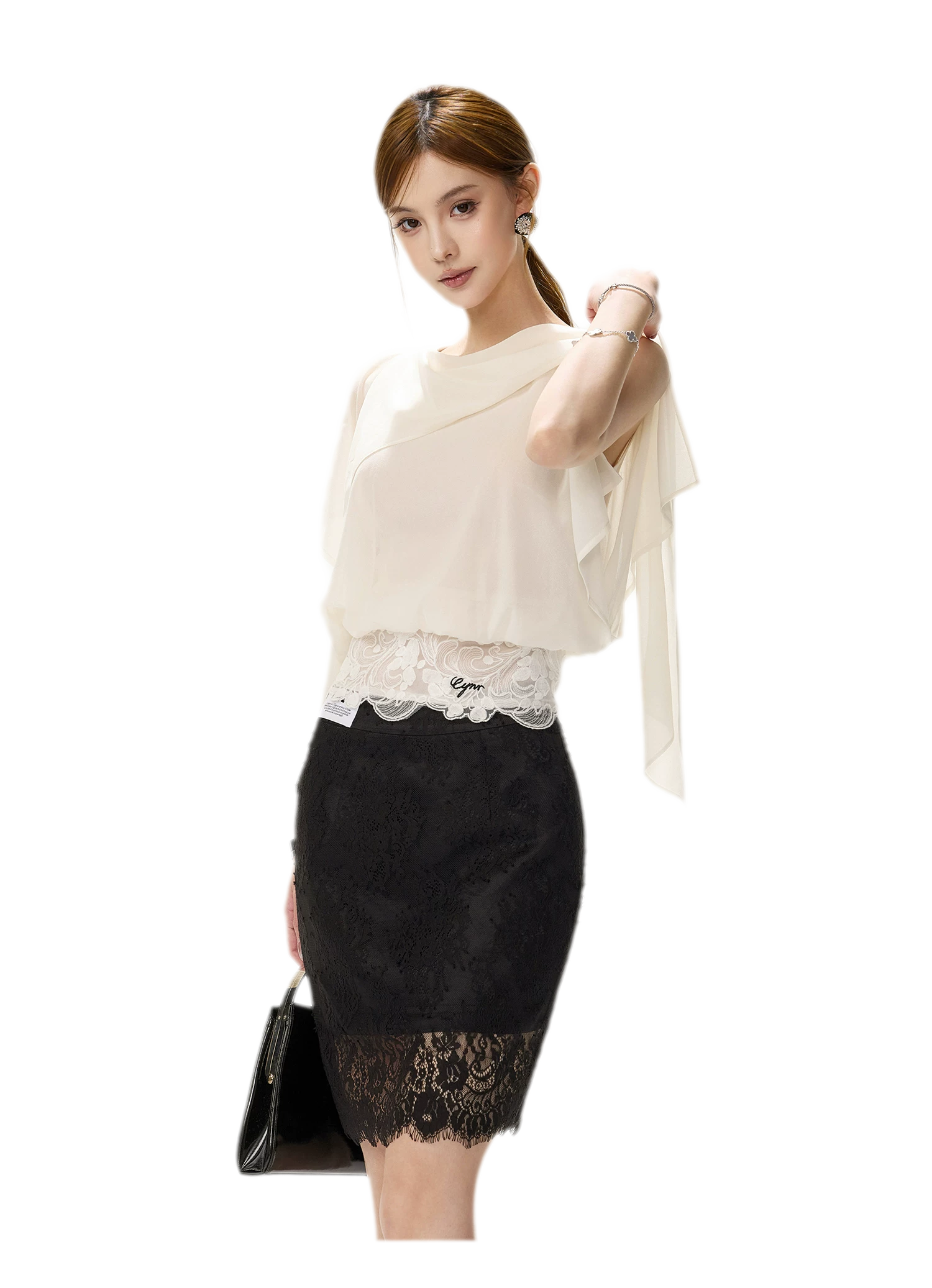Off-Shoulder Chiffon Blouse