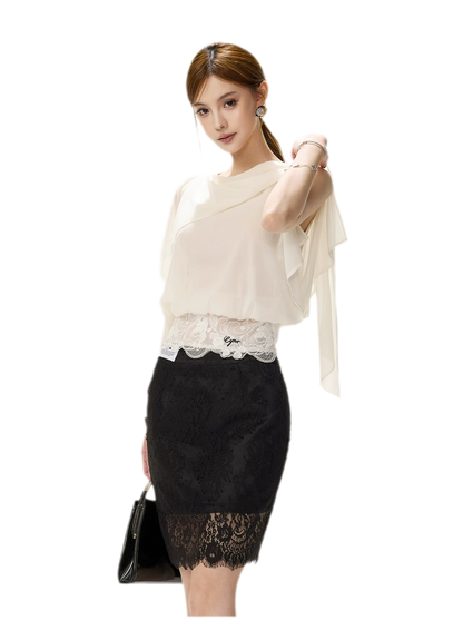Off-Shoulder Chiffon Blouse