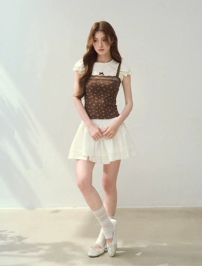 Floral Lace Strap T-Shirt