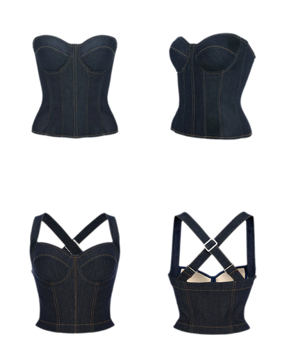 Denim Halter Corset Top