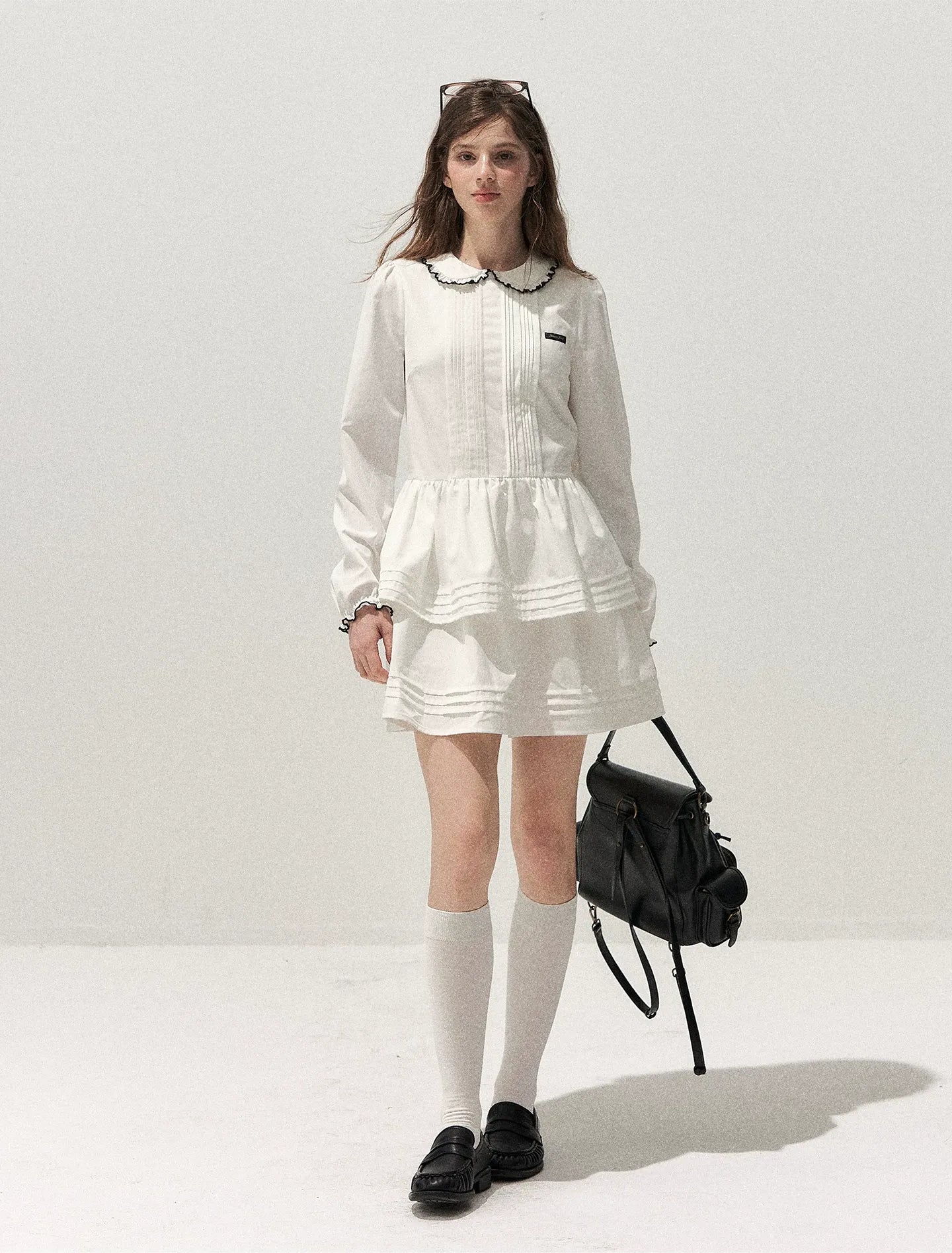 Pleated Peter Pan Collar Dress