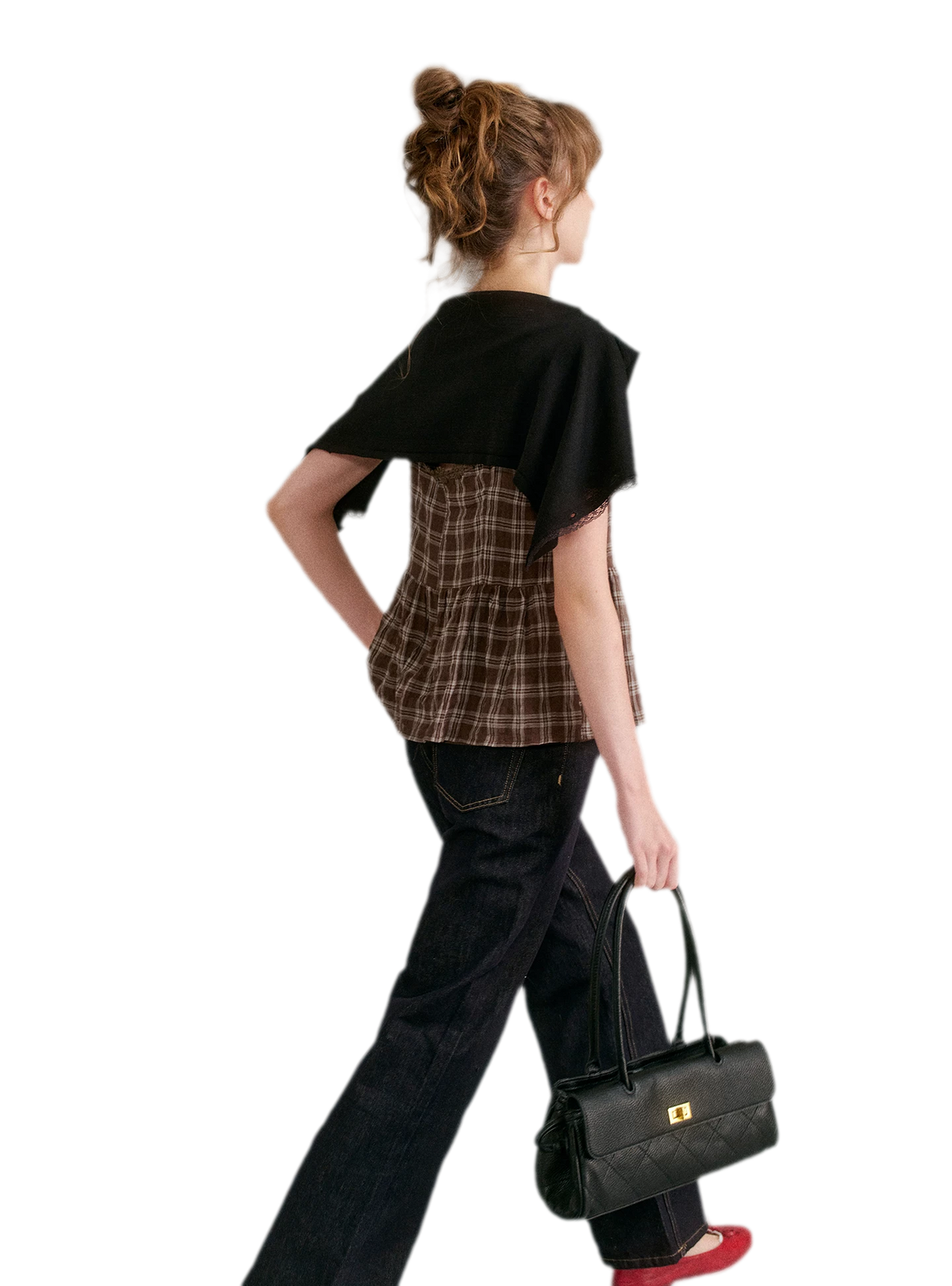 Textured Plaid Lace Top