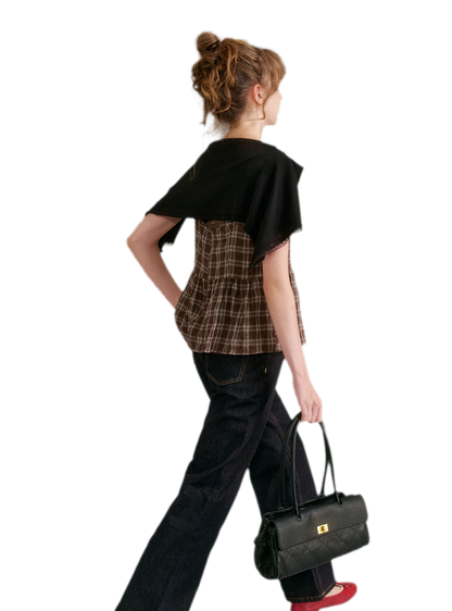 Textured Plaid Lace Top