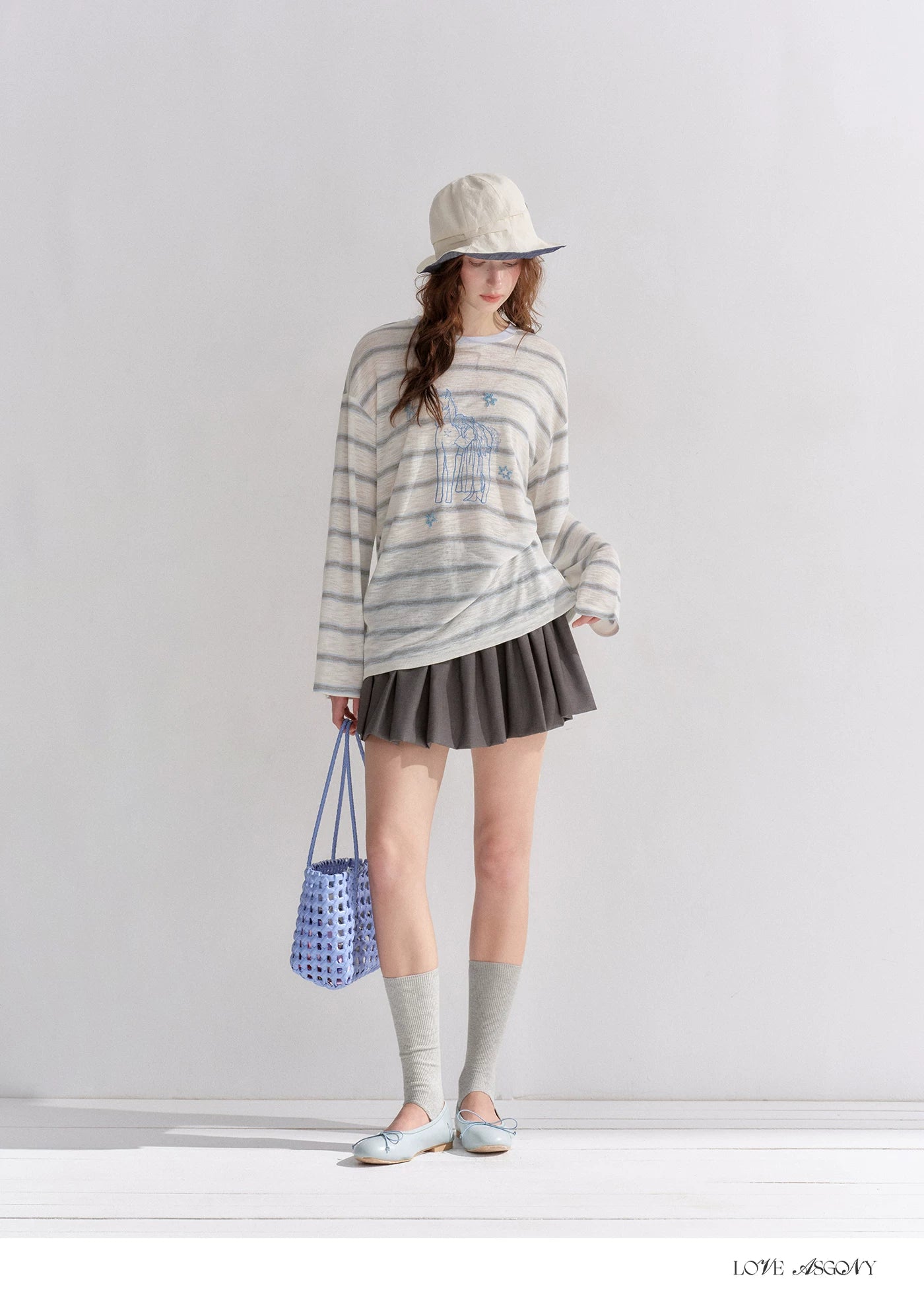 Embroidered Beaded Striped Loose T-shirt