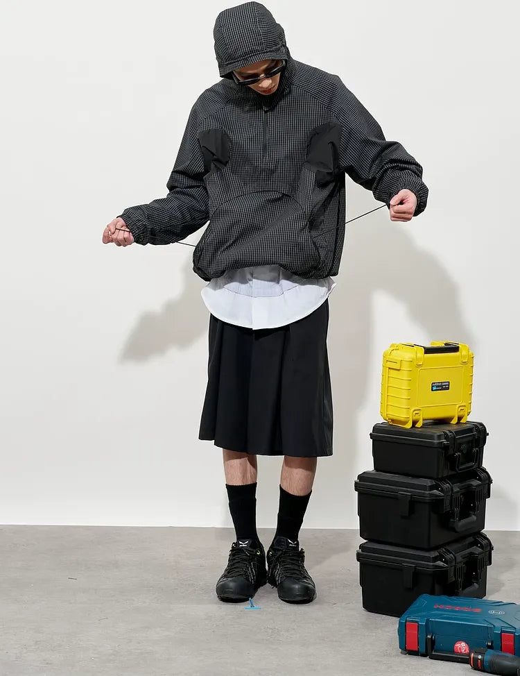 Checked Zip Pullover Jacket