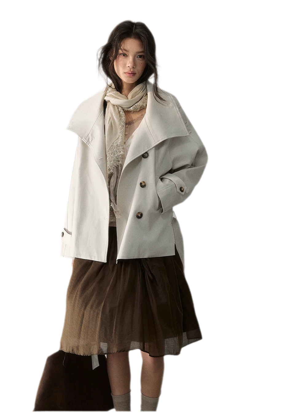 Trench coat in twill ad alta densità con cintura