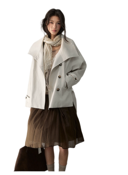 Trench coat in twill ad alta densità con cintura