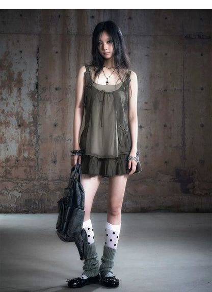 Mesh Layered Strap Dress