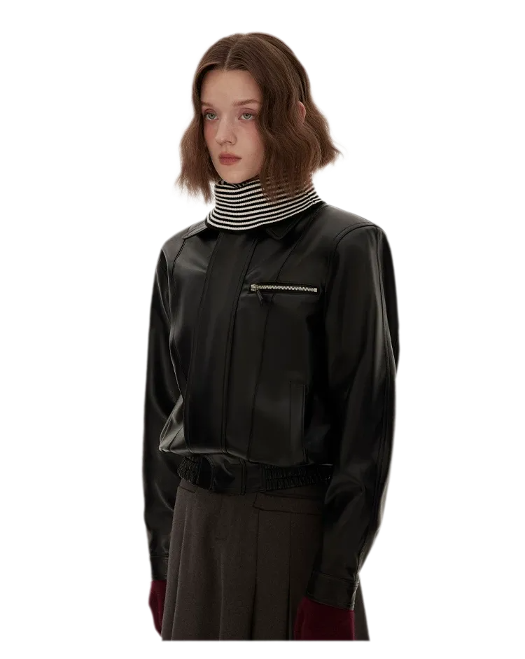 Textured Oversized Leather-Look Jacket