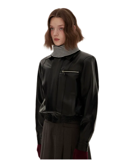 Textured Oversized Leather-Look Jacket