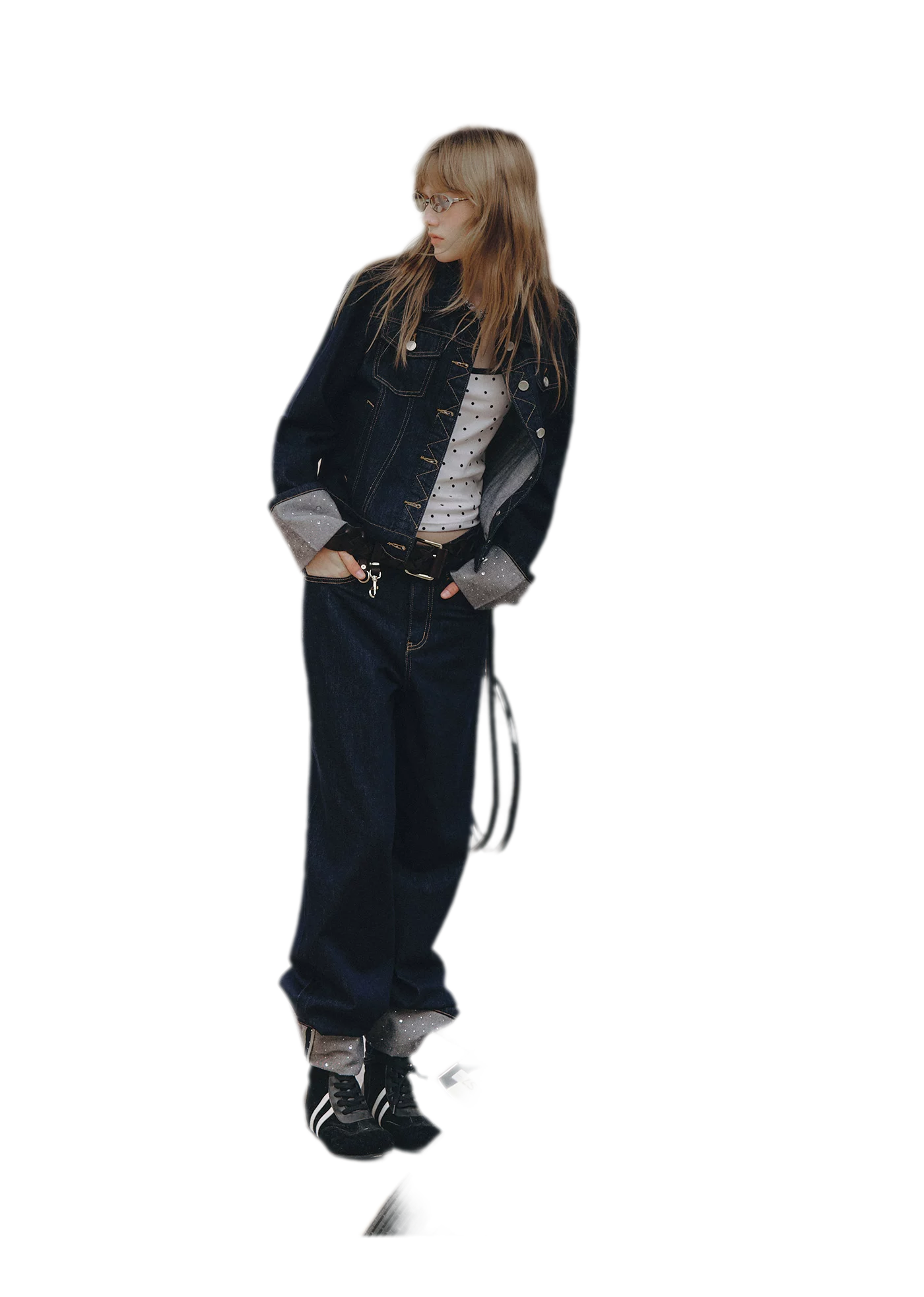 Studded Cropped Denim Set