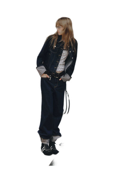Studded Cropped Denim Set