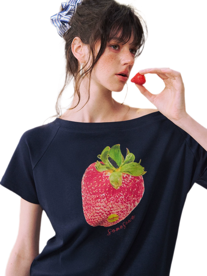 Dopamine Strawberry One-Shoulder Tee