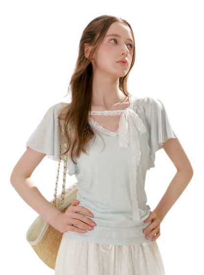 Snowflake Tencel Linen Lace T-shirt