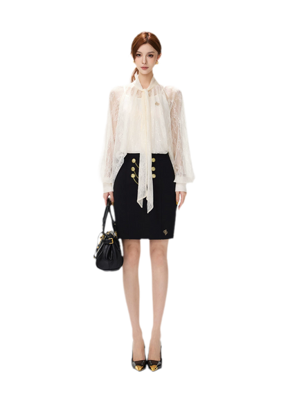 Gold Chain Tailored Skirt