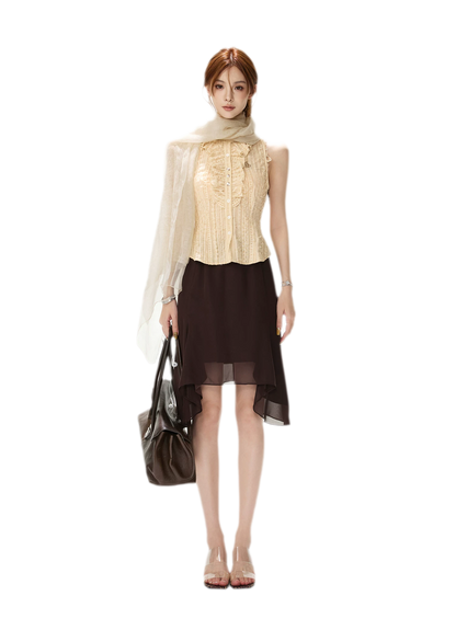 Drapey Asymmetrical Midi Skirt