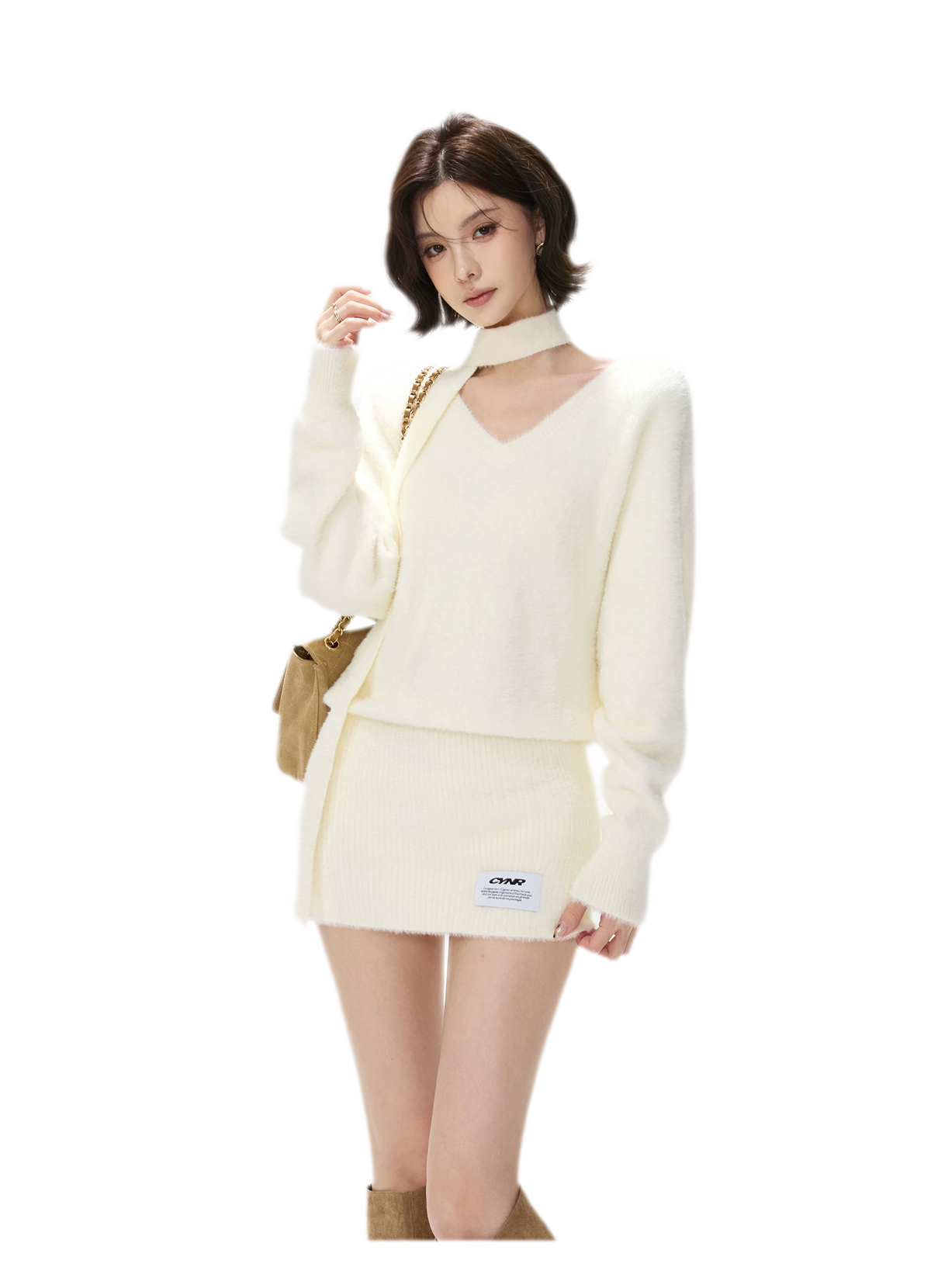Plush V-Neck Convertible Sweater
