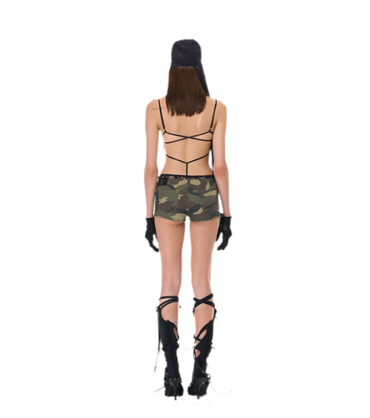 Camouflage Lace Trim Shorts