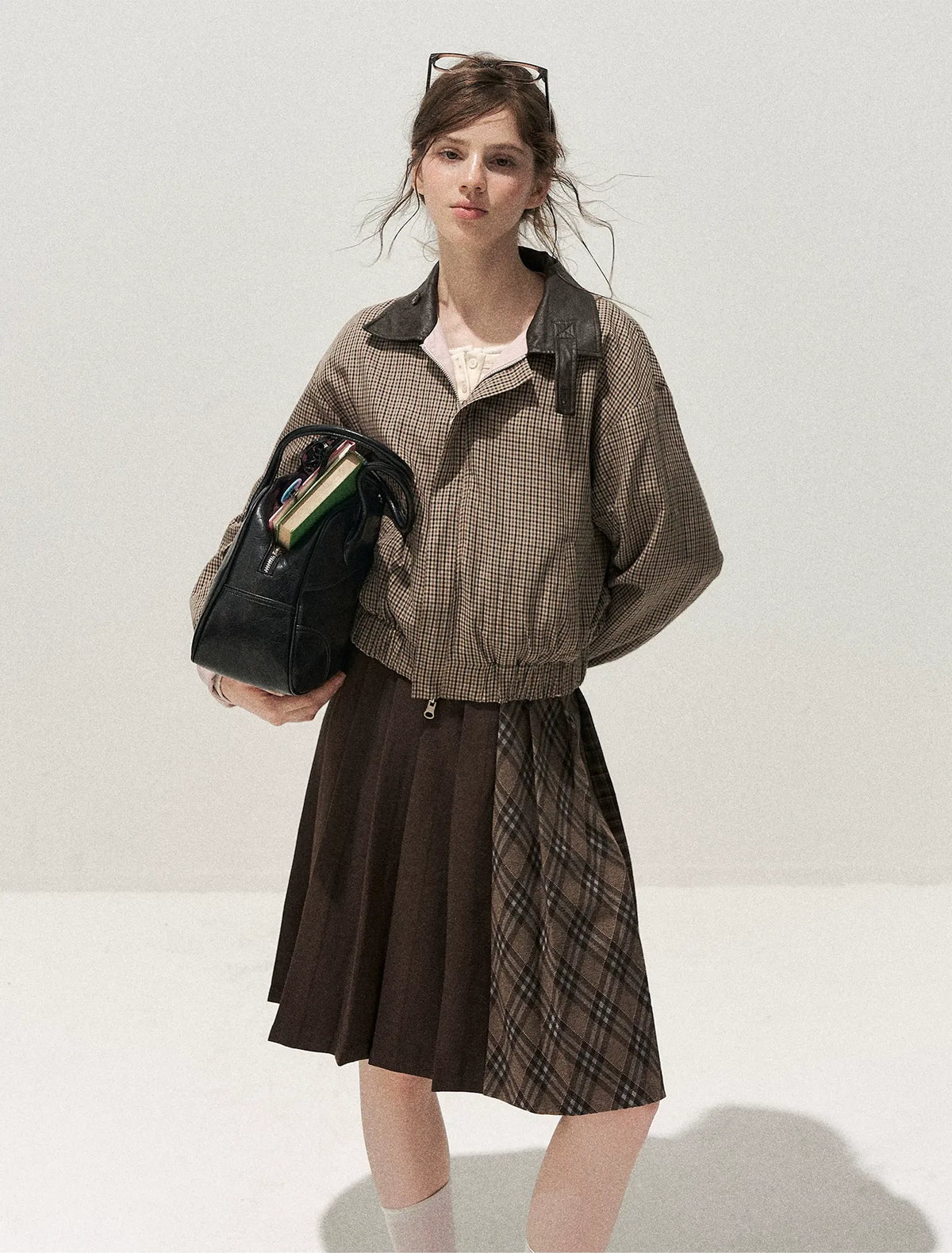 Reversible Houndstooth Cropped Jacket