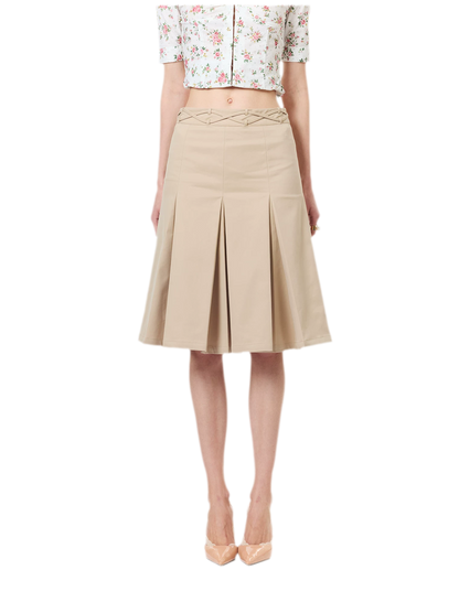 Low Waist Pleated A-Line Skirt