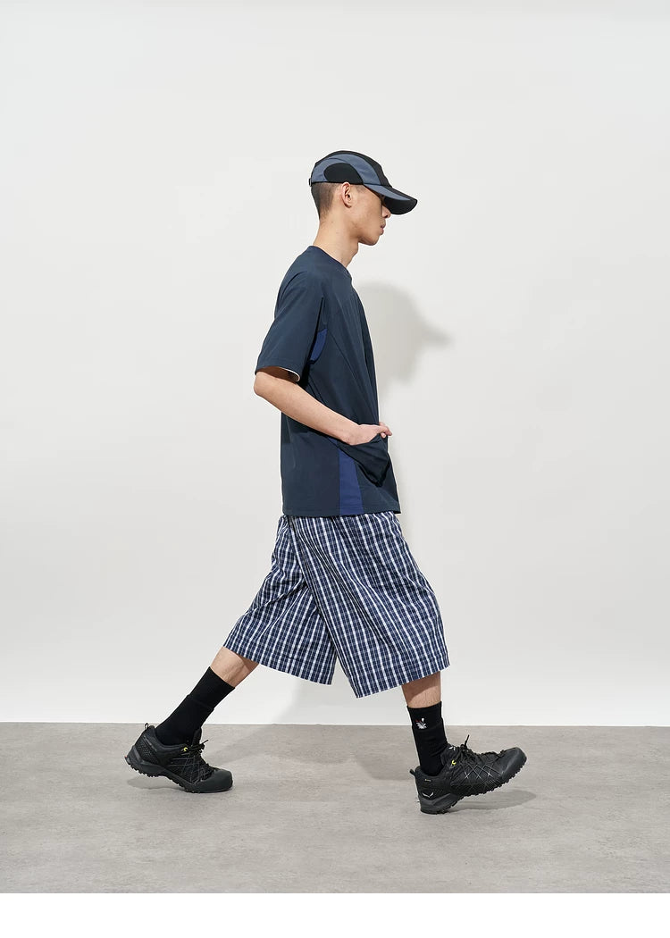 Detachable Check Straight-Leg Trousers