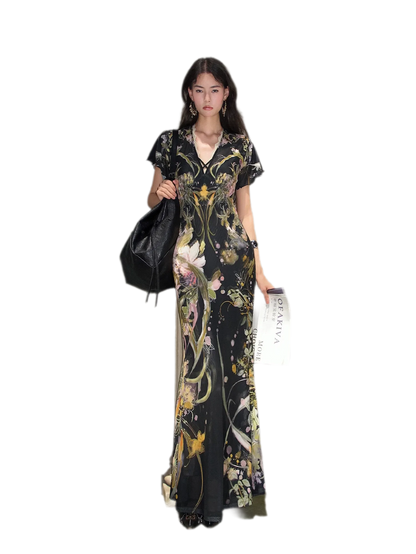 Aquarell-Blumen-Fischschwanzkleid