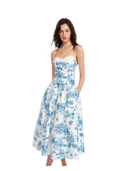 Hand-Drawn Floral Midi Dress