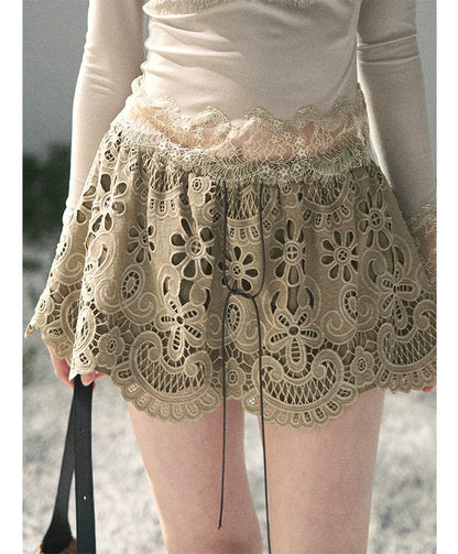 Lace A-Line Mini Skirt