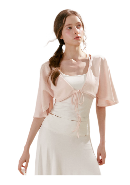 Airy Cloud Feel Halter U-Neck Vest and Batwing