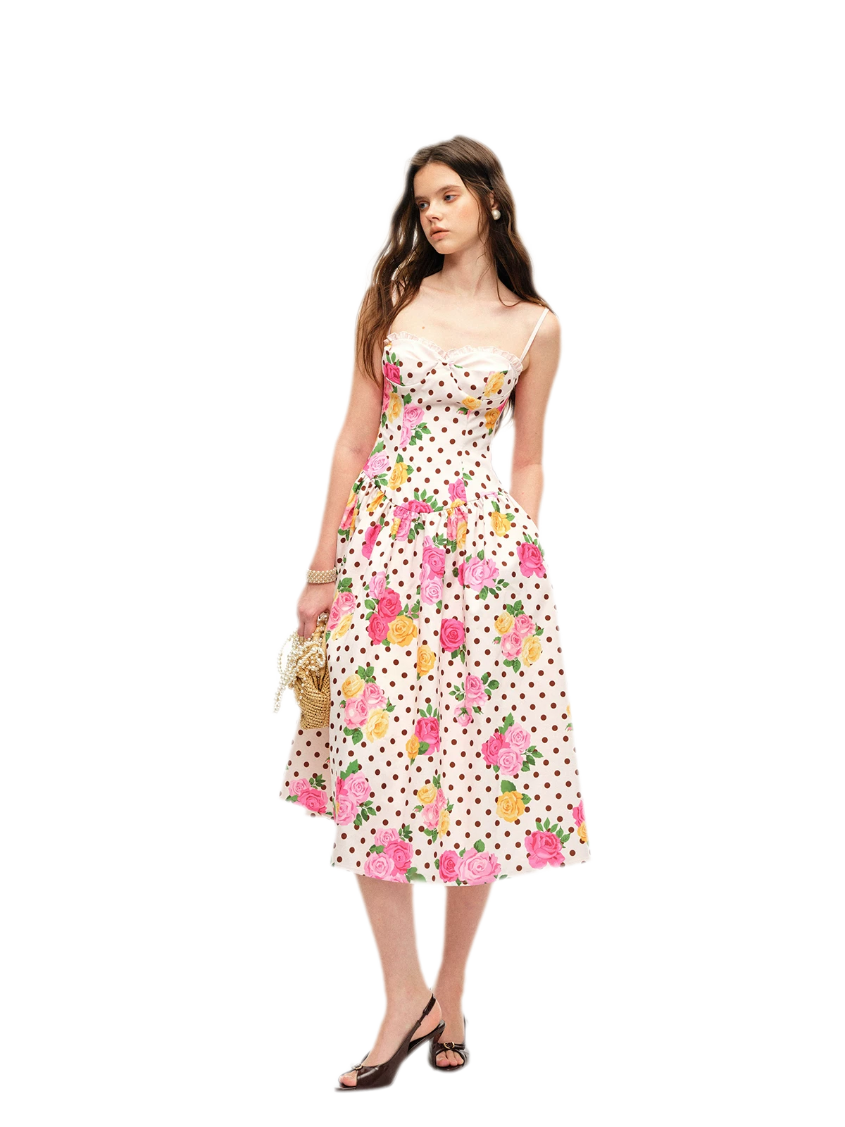 Lyocell Polka Dot Midi Dress