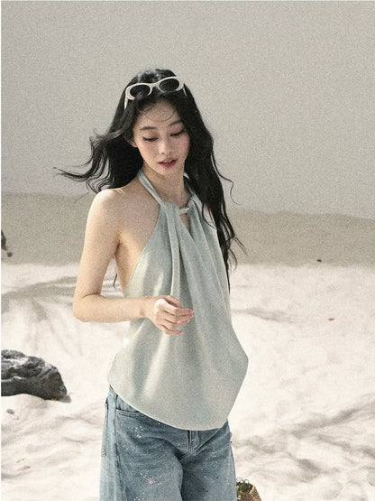 Fluid Halter Backless Top