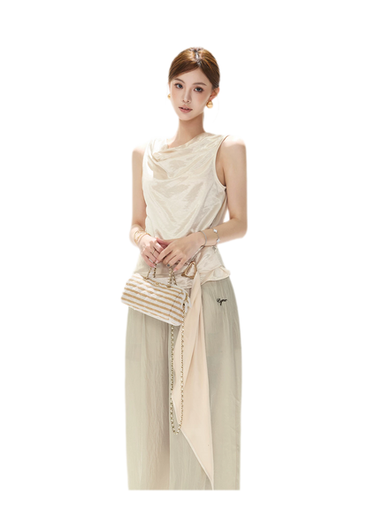 Draped Satin Cowl Top