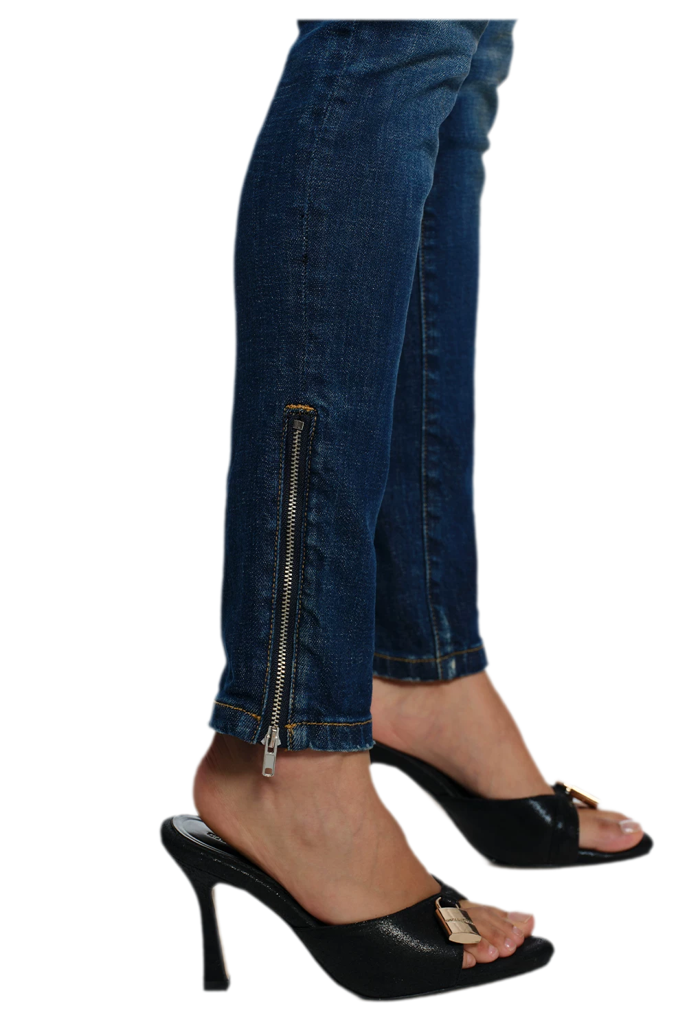 Distressed Low-Rise Slim Jeans