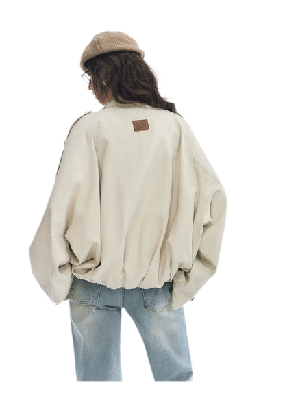 Relaxed Double-Breasted Short Trench